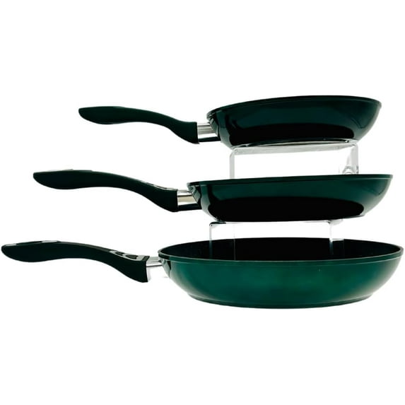 3-Piece Non Stick Cookware Set, includes 8-Inch, 9.5-inch, 11-inch, Green