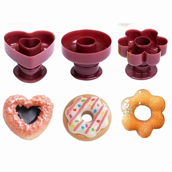 3-Piece Non-Stick Flower and Heart-Shaped Donut Baking Set for Homemade Treats