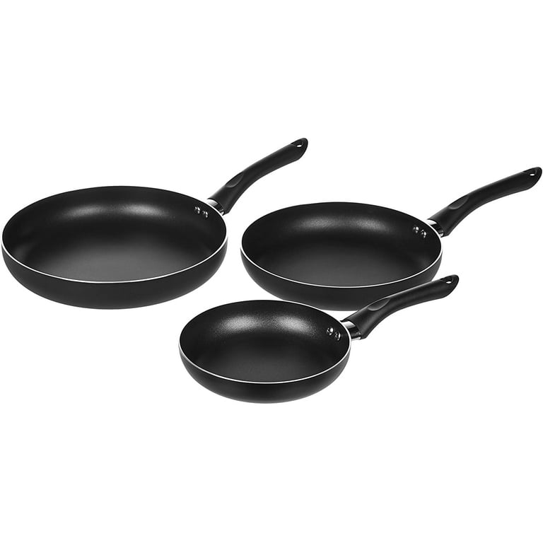 Basics 3-Piece Non-Stick Fry Pan Set, 8 inch, 10 inch, and 12 inch