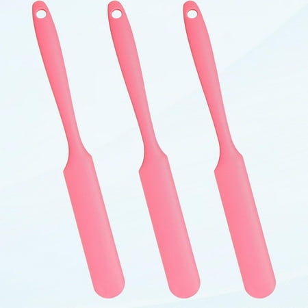 3-Piece Non-Stick Wax Spatula Silicone Spatula Waxing Applicator Hair Removal Stick Applicator Spatula Reusable Spatula Hard Wax Stick for Home Salon Body Use (Pink)