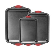 QUANSHANGJU 17.71 in x 11.81 in Black Carbon Steel Baking Pans, Non-Stick 3 Count