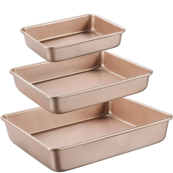 3-Piece Nonstick Stackable Rectangle Baking Pan Set