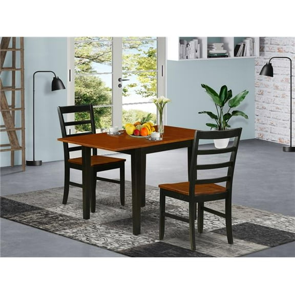 3 Piece Norden Dining Table Set - Black & Cherry