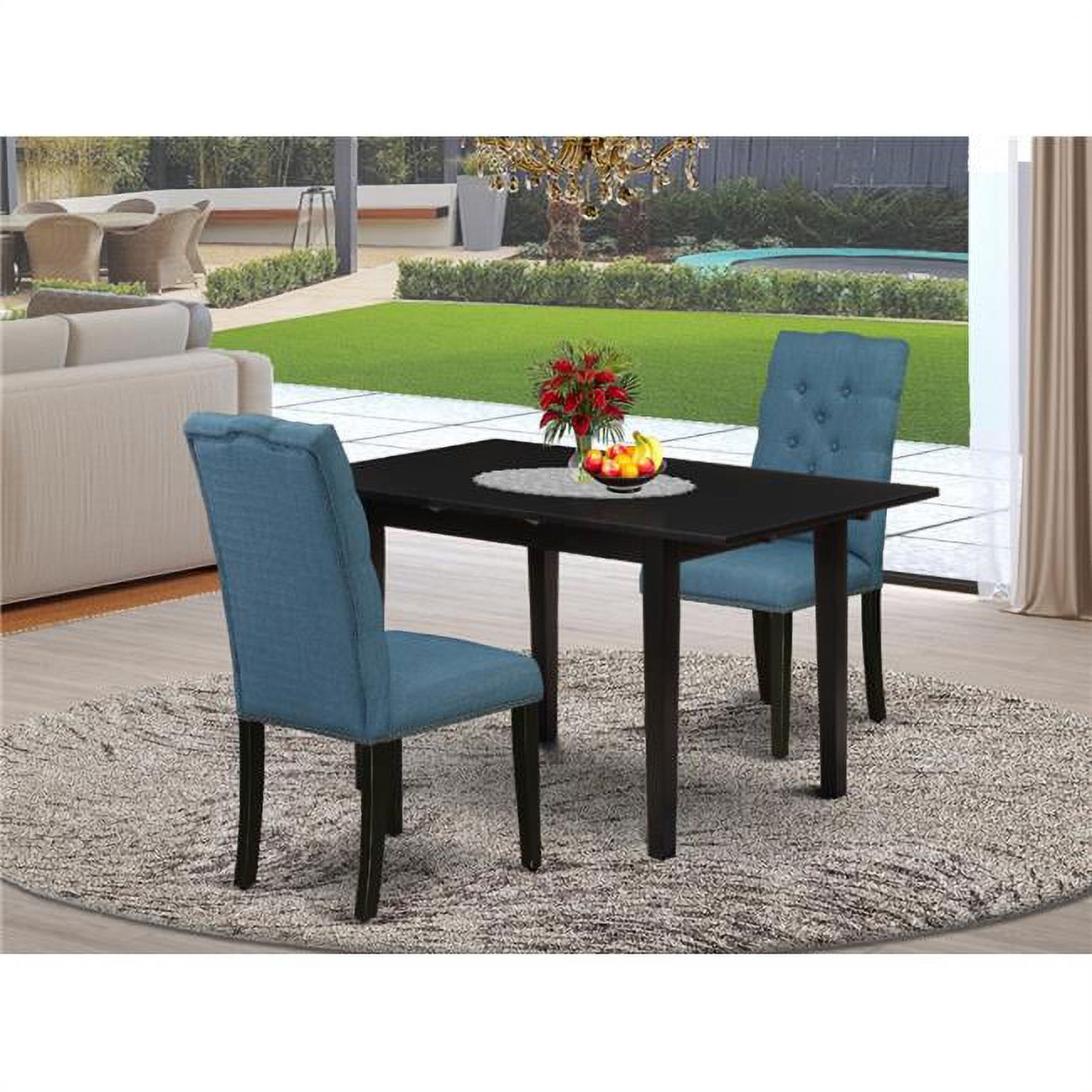 3 Piece Norfolk Modern Dining Table Set - Black - Walmart.com