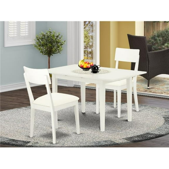 3 Piece Norfolk Modern Dining Table Set - Linen White