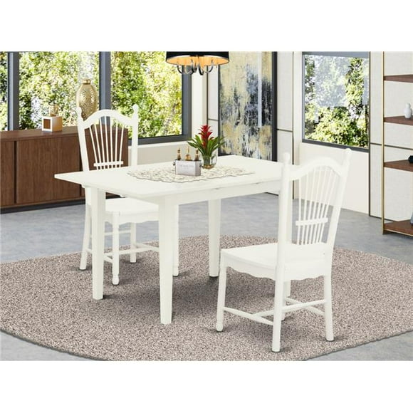 3 Piece Norfolk Rectangular Dinette Set - Linen White
