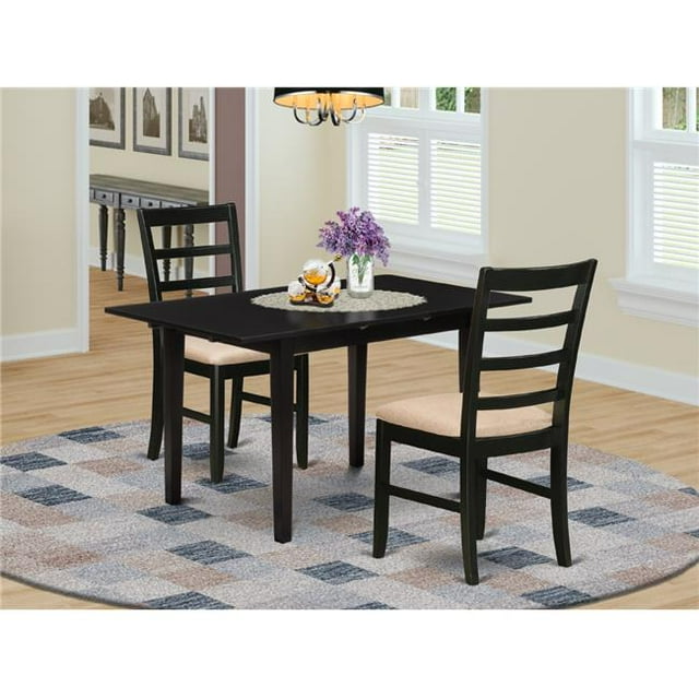 3 Piece Norfolk Rectangular Dining Table Set - Black