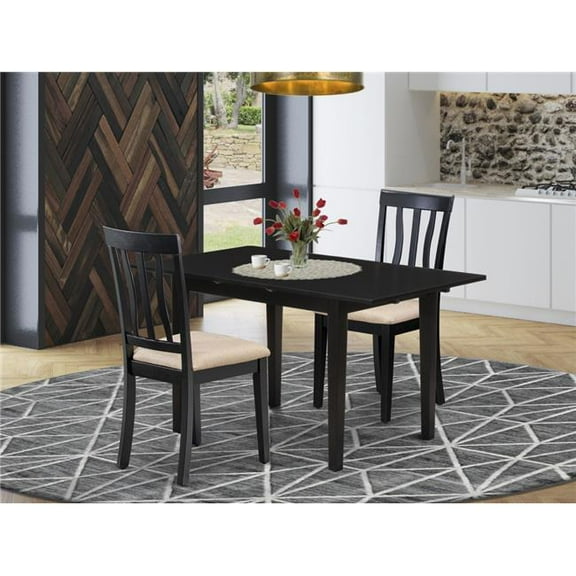 3 Piece Norfolk Wood Dining Table Set - Black