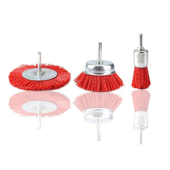 3 Piece Nylon Filament Abrasive Wire Brush Wheel & Cup Set with 1/4 Inch Shank for Removal of Rust//Paint