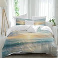thumbnail image 1 of 3 Piece Ocean Sunrise Coastal Duvet Cover Set Queen Size, Microfiber Comforter/Quilt Cover with Corner Ties and 2 Pillowcases, Summer Beach Abstract Art All Season Soft Bedding with Zipper Closure, 1 of 8