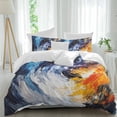 thumbnail image 1 of 3 Piece Oil Painting Duvet Cover Set Full Size,Microfiber Comforter/Quilt Cover with Corner Ties and 2 Pillowcases,Modern Abstract Colorful Smear Aesthetic All Season Soft Bedding with Zipper Closure, 1 of 8