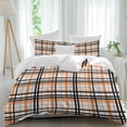 thumbnail image 1 of 3 Piece Orange Black Plaid Duvet Cover Set California King,Microfiber Comforter/Quilt Cover with Corner Ties and 2 Pillowcases,Farmhouse Orange Black Checkered All Season Bedding with Zipper Closure, 1 of 8