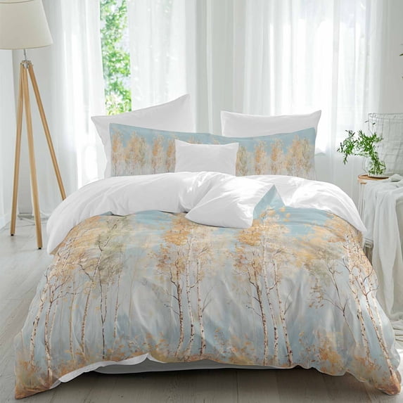3 Piece Orange Blue Vintage Duvet Cover Set California King,Microfiber Comforter/Quilt Cover with Corner Ties and 2 Pillowcases,Modern Abstract Art Oil Paiting All Season Bedding with Zipper Closure