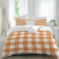 thumbnail image 1 of 3 Piece Orange Plaid Duvet Cover Set Twin Size,Microfiber Comforter/Quilt Cover with Corner Ties and 2 Pillowcases,Gradient Geometric Buffalo White Checkered All Season Bedding with Zipper Closure, 1 of 8