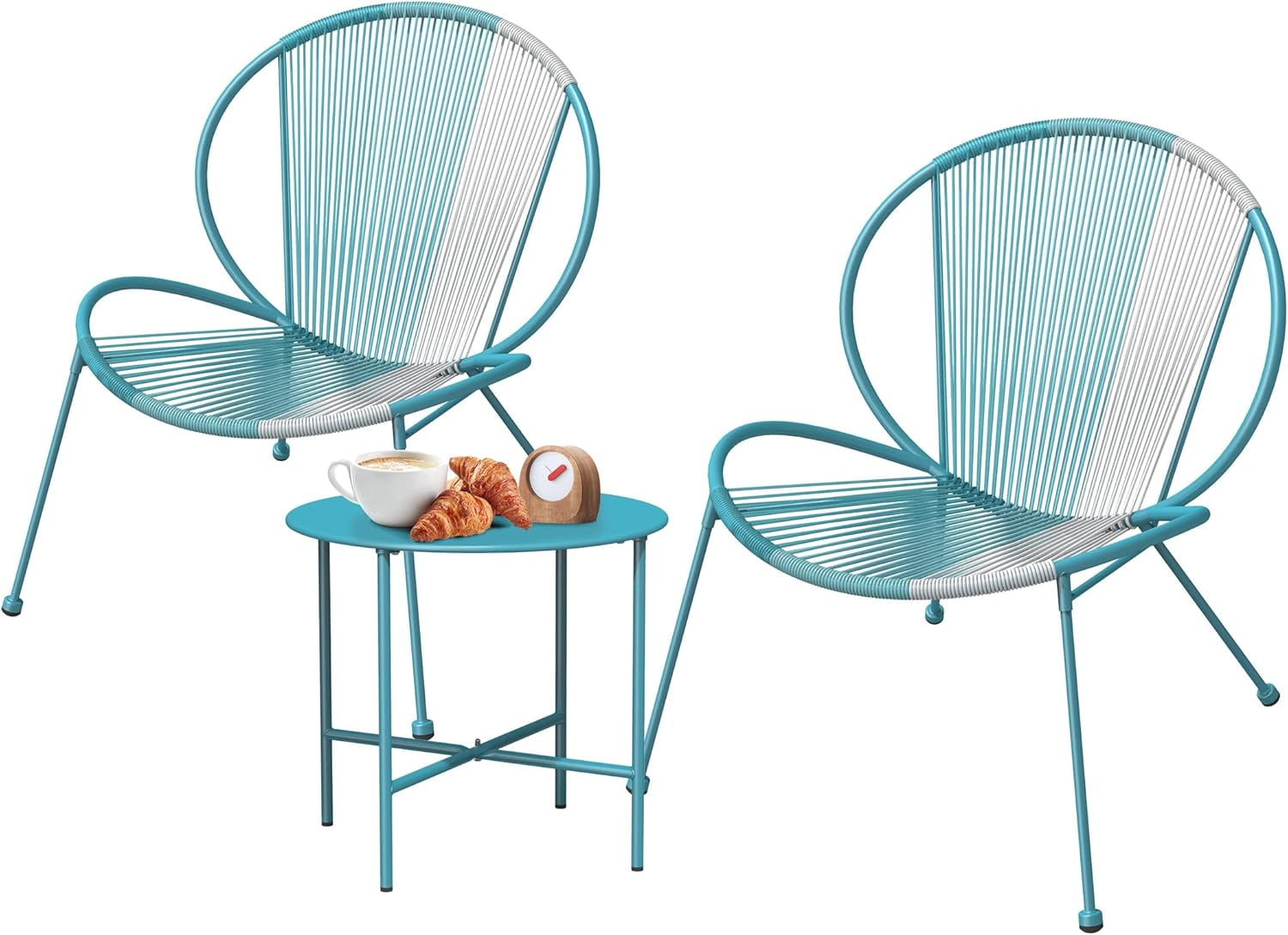 3-Piece Outdoor Acapulco Chair Set Patio Furniture Set with Wicker Rope ...