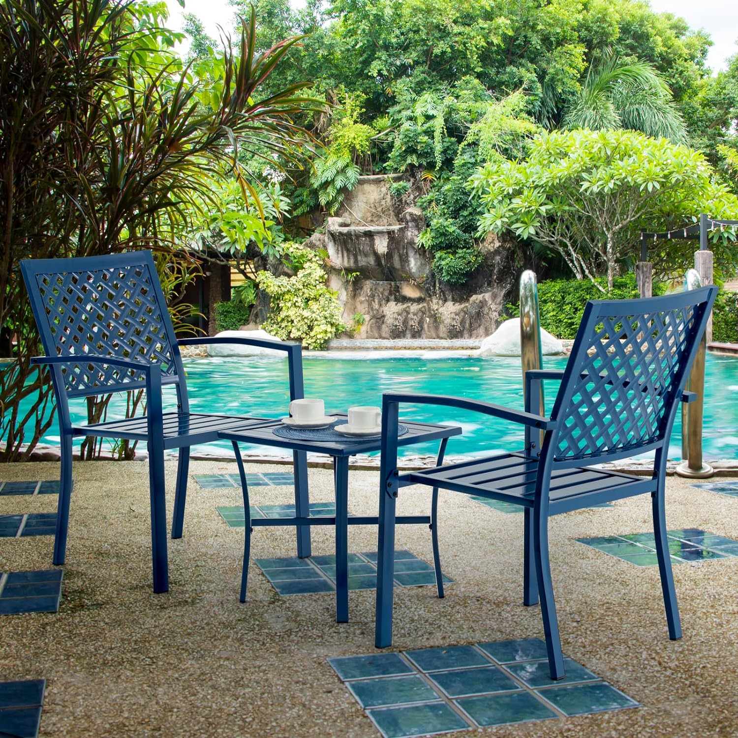 3 Piece Outdoor Bistro Metal Set for Patio, Furniture Set for Patios ...