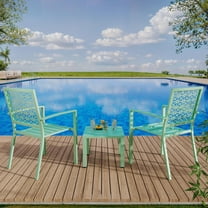 3-Piece Outdoor Bistro Set - Green Patio Furniture with 1 Table & 2 Chairs, Space-Saving Café Set for Balcony, Porch & Garden