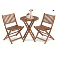 3Piece Outdoor Bistro Set, Natural Acacia Wood Folding Table and