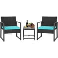thumbnail image 1 of 3 Piece Outdoor Bistro Set Patio Furniture Sets Wicker Patio Chairs Rattan Outdoor Furniture for Backyard Porch Poolside Lawn,Blue Cushion, 1 of 7