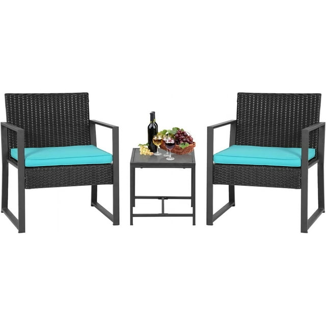 3 Piece Outdoor Bistro Set Patio Furniture Sets Wicker Patio Chairs