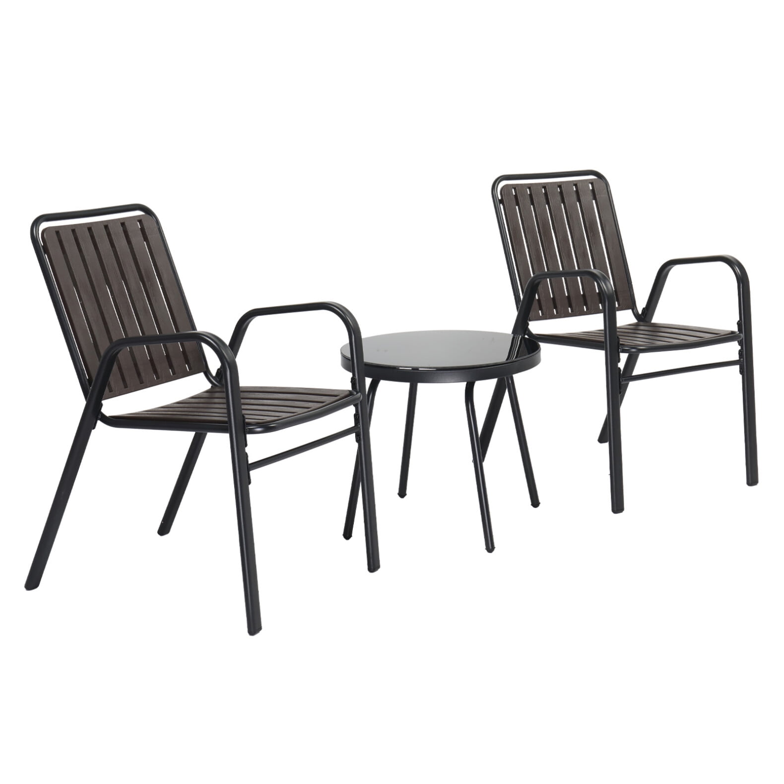 Forclover 3-Piece Outdoor Bistro Set 3-Piece Rattan Patio Conversation