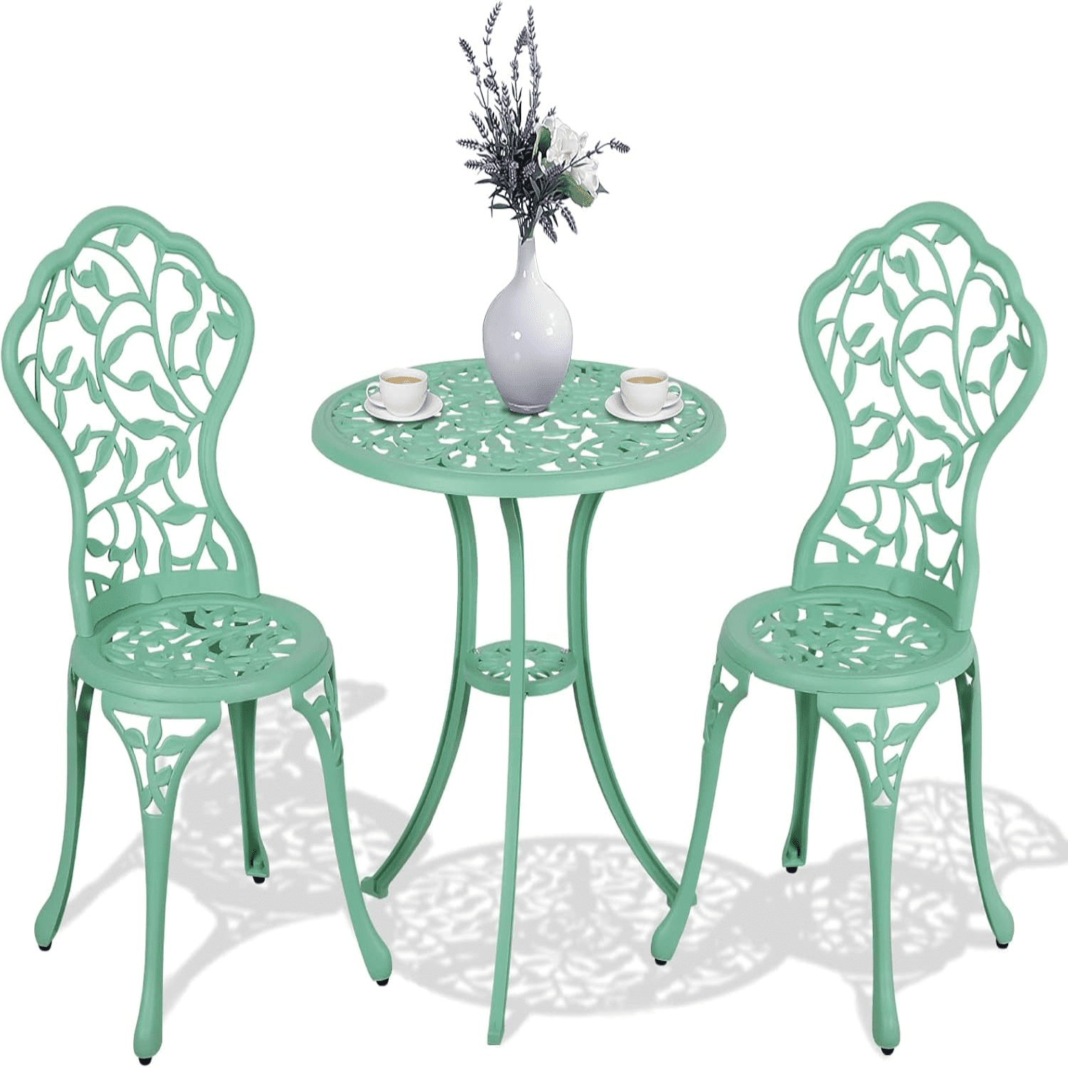 3 Piece Outdoor Bistro Set RustResistant Cast Aluminum Patio Bistro
