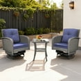 thumbnail image 1 of 3 Piece Outdoor Bistro Swivel Chairs Set, Patio Bistro Set w/ 360° Swivel Rocking Chairs & Table, All-Weather Conversation Set with Metal Frame for Patio Backyard Porches or Garden - Navy Blue, 1 of 9