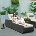 thumbnail image 1 of 3-Piece Outdoor Chaise Lounge Chair, Brown Wicker Rattan Adjustable Patio Lounge Chair and Table, 1 of 10
