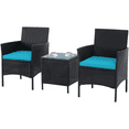 3Piece Outdoor Patio Bistro Set Patio Furniture Chairs Black Wicker