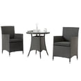 thumbnail image 1 of 3-Piece Outdoor Patio Dining Set, All-Weather Patio Table and Chairs with Cushions, Round Tempered Glass Tabletop - Perfect for Patio, Backyard, Porch, Garden, Poolside Dining, 1 of 5