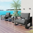 thumbnail image 1 of 3-Piece Outdoor Patio Furniture Set, Aluminum Frame Chairs Set with Thick Cushion, Coffee Table, All Weather Garden Lawn Poolside Backyard Porch Furniture Set, Black+ Gray, 1 of 9