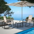 thumbnail image 1 of 3 Piece Outdoor Patio Furniture Set, Rocking Bistro Set, Textilene Fabric Patio Furniture Set, Front Porch Rocker Chairs Conversation Set with Glass Coffee Table for Lawn, Garden, Balcony, Poolsid, 1 of 7