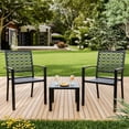 thumbnail image 1 of 3 Piece Outdoor Patio Table and Chairs Set Small Bistro Table and Chairs Set of 2 Coffee Table Balcony Furniture Sets for Apartments Outside Bistro Dining Sets for Backyard/Porch/Deck/Pool (Black), 1 of 7