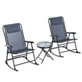 thumbnail image 1 of 3-Piece Outdoor Rocking Bistro Set in Grey / Water-Resistant Steel, Good for Yard, 1 of 5