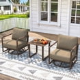 thumbnail image 1 of 3 Piece Outdoor Swivel Rocker Chair Set, 360° Swivel Rocking Patio Chairs with Side Table, Aluminum Frame, 6.5" Thick Cushions, 380 lbs Capacity for Porch, Deck, Backyard, Balcony, 1 of 9