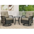thumbnail image 1 of 3 Piece Outdoor Swivel Rocker Chairs, Swivel Glider Patio Chairs, Heavy Duty Patio Chairs 400 lbs with Side Table, Brown, 1 of 11