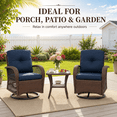thumbnail image 1 of 3-Piece Outdoor Swivel Rocking Chairs Set, Weather-Resistant Patio Furniture for Porch Backyard Poolside, with Coffee Table & Thick Cushions, Easy Assembly, Wicker 360° Swivel Rocker Bistro Set, 1 of 9