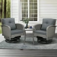 thumbnail image 1 of 3-Piece Outdoor Swivel Rocking Chairs Set, Weather-Resistant Patio Furniture for Porch Backyard Poolside, with Coffee Table & Thick Cushions, Easy Assembly, Wicker 360° Swivel Rocker Bistro Set, 1 of 9