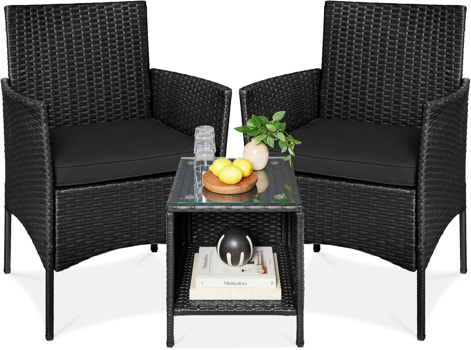 Photo inspiration: 3 Piece Outdoor Wicker Conversation Bistro Set Space Saving Patio Photo Inspiration