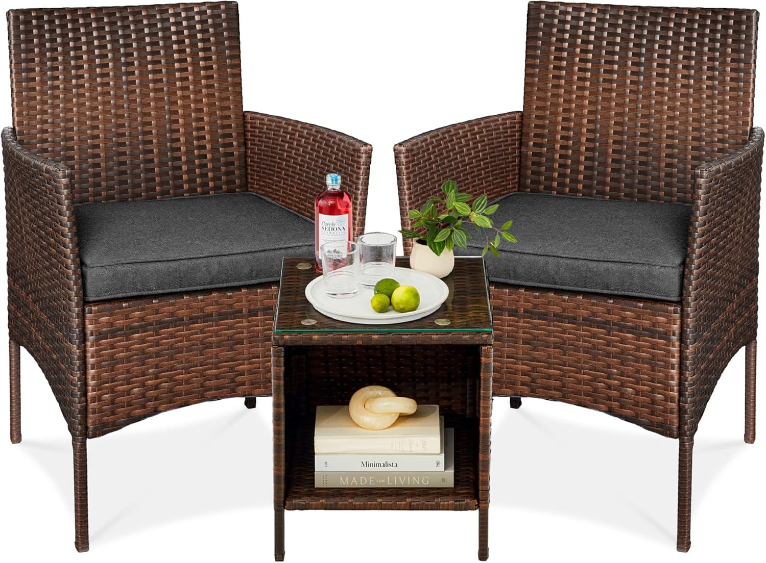 Curated visual reference: Fresh Look at 3 Piece Outdoor Wicker Conversation Bistro Set Space Saving Patio
