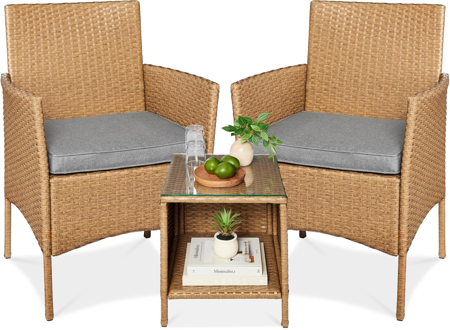Curated visual reference: Visual Reference: 3 Piece Outdoor Wicker Conversation Bistro Set Space Saving Patio
