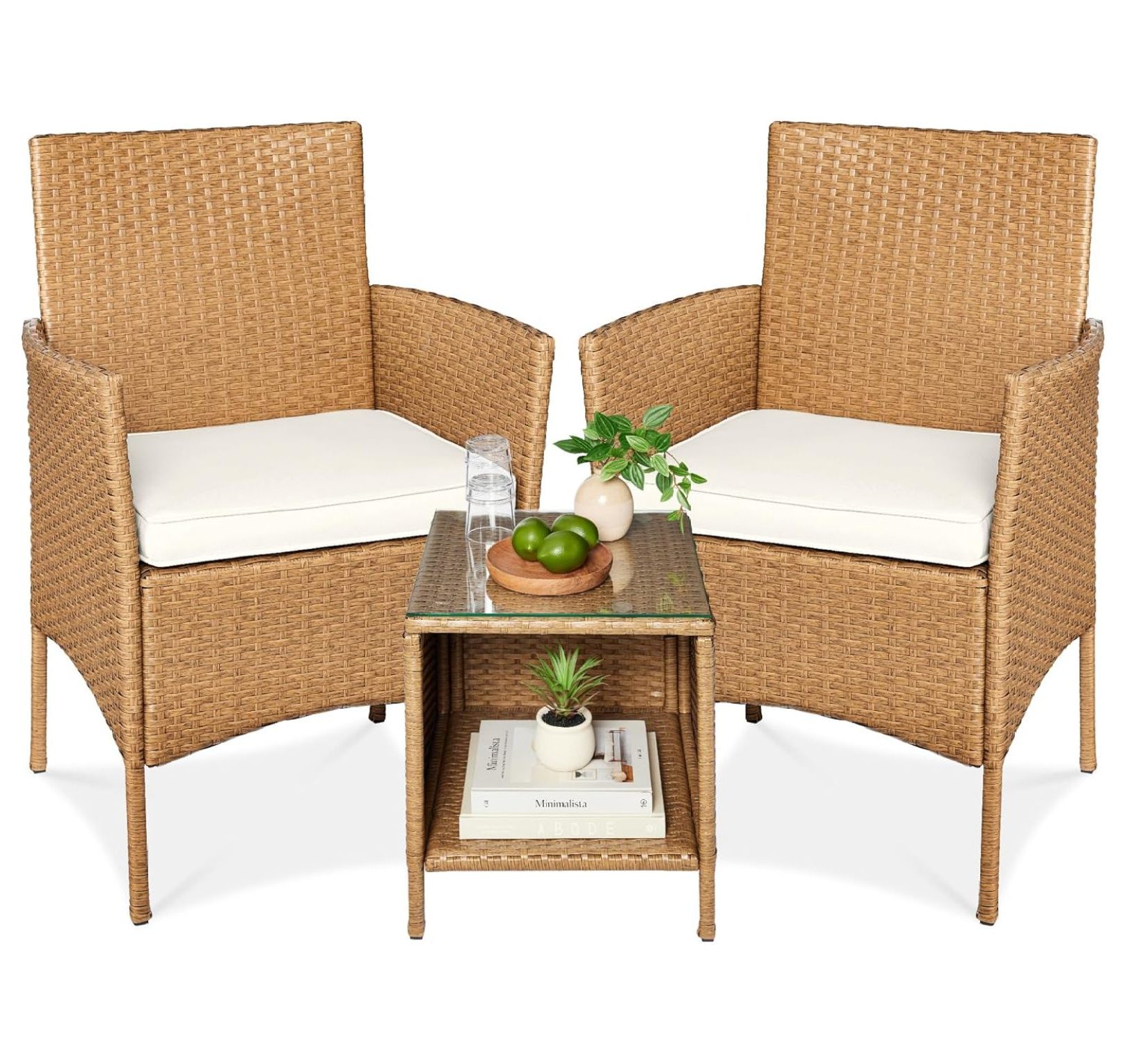 Visual Reference: 3 Piece Outdoor Wicker Conversation Bistro Set Space Saving Patio