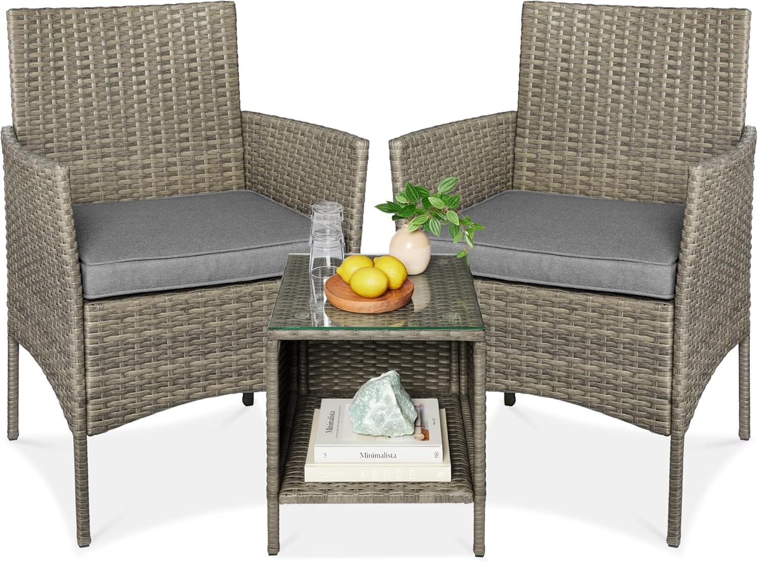 Curated visual reference: Picture Idea: 3 Piece Outdoor Wicker Conversation Bistro Set Space Saving Patio