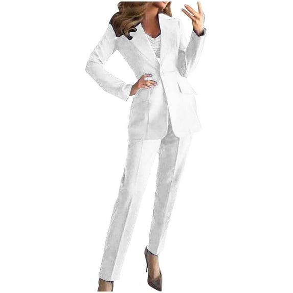 3 Piece Outfits Set for Women Long Sleeve Blazer + Cami Tops + Pencil Suit Pants Elegant Office Business Suit Sets