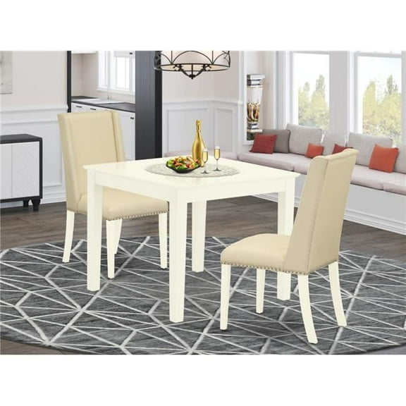 3 Piece Oxford Kitchen Dinette Set - Cream & Linen White