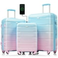thumbnail image 1 of Pink Leopard 3-Piece Hardshell Luggage Set with TSA Lock - PC Suitcases (20"+24"+28") - Expandable &amp; Lightweight for Travel, 1 of 2