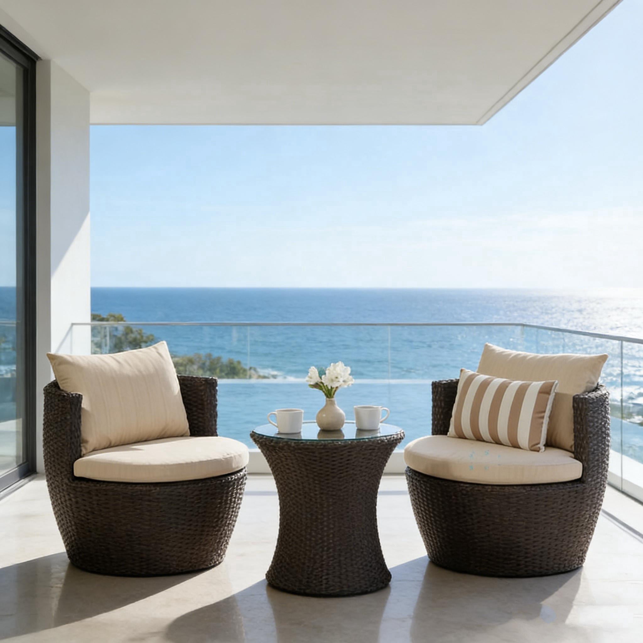 Pe Chat Razmaeri 3-Piece PE Chat Set – Outdoor Patio Conversation Set with 2 Chairs and ...