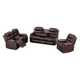 thumbnail image 1 of 3-Piece Faux Leather Reclining Sofa Set Drop Down Table USB Charging Brown, 1 of 7