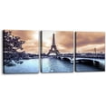 thumbnail image 1 of 3 Piece Paris Cityscape Canvas Wall Art Eiffel Tower with Storm Picture Painting City Skyline Framed Poster Modern Artwork for Home Office Bedroom Decor Ready to Hang - 12" x 16" x 3, 1 of 1