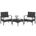 thumbnail image 1 of 3 Piece Patio Bistro Chair Set with Coffee Table, Outdoor Wicker Dining Furniture, 1 of 10